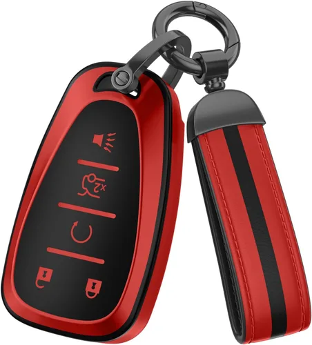 Miniatura 8 de Para accesorios de funda de llavero Chevy, material de TPU mate, con un bonito llavero de cuero, para Equinox Malibu Camaro Cruze Blazer Traverse