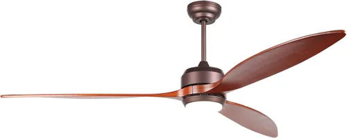reiga - Ventilador de techo de madera de nogal de 65 pulgadas con luces y control remoto, motor DC reversible silencioso, alto flujo de aire,