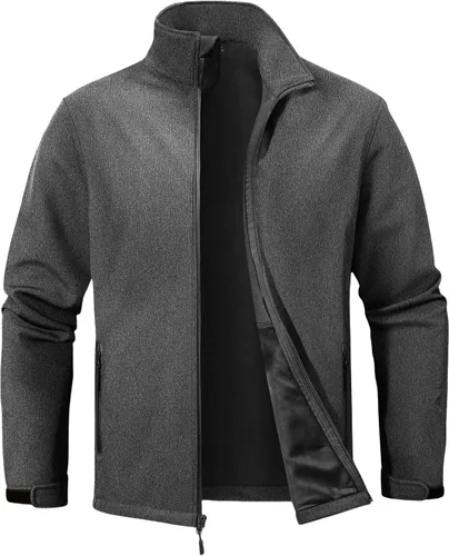Miniatura 7 de ZITY Chaqueta Softshell Ligera para Hombre con Forro Polar Impermeable Chaqueta de Lluvia con Cremallera Carcasa Suave Cortavientos Rompevientos