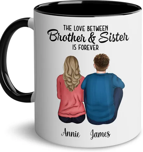 Miniatura 11 de WHIDOBE Taza personalizada de cerámica personalizada de 11 onzas y 15 onzas con avatares, nombres, citas, regalo personalizado para hermano de parte