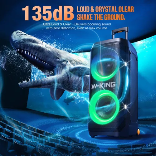 Miniatura 3 de W-KING Altavoz portátil Bluetooth Partybox Loud, 370W MAX Pro Sound, graves más profundos, caja de auge grande para exteriores inalámbrica, mango