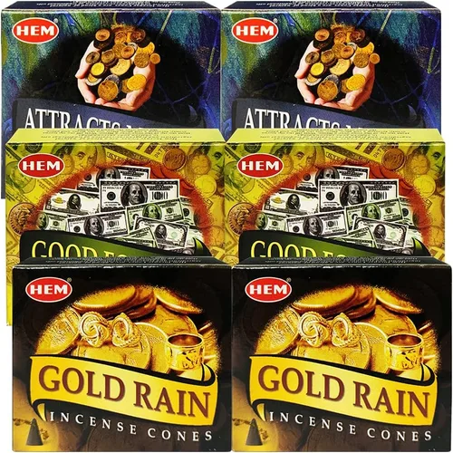 Miniatura 4 de Paquete variado de conos de incienso y soporte de lluvia dorada de Hem Trumiri Insense Insence Atracts Money Good Fortune
