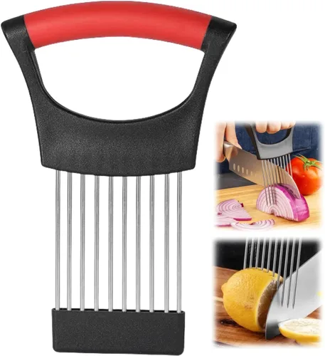 Miniatura 3 de Soporte para rebanar cebollas, nuevo soporte de acero inoxidable 2024 para cortar, herramienta auxiliar de picadora, cortador para carne, cebolla