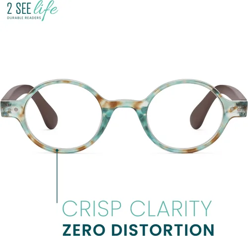 Miniatura 7 de 2SeeLife Gafas de lectura pequeñas y redondas TR-90 para hombres y mujeres - Ajuste estrecho-medio, marco resistente, bisagras de resorte, lectores