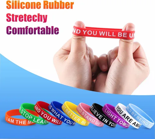 Miniatura 6 de Pulseras de goma con cita motivacional, pulseras de silicona inspiradoras de colores, pulseras elásticas unisex para hombres, mujeres