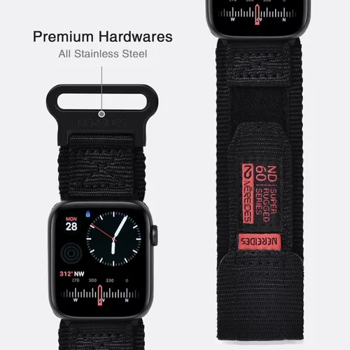 Miniatura 7 de Nereides Compatible con Correa de Apple Watch Ultra 3/2/1, Correa Deportiva de Nylon con Diseño Tejido para 49 mm (L, Negro)