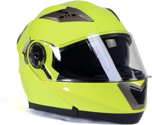 Miniatura 9 de Cascos Milwaukee MPH9809DOT Ionized Amarillo Neón Avanzado Casco Modular de Motocicleta para Motociclista con Visera Desmontable