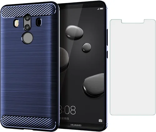 Miniatura 9 de Asuwish Funda de teléfono para Huawei Mate 10 Pro con protector de pantalla de vidrio templado y accesorios de celda de silicona suave delgada Azul