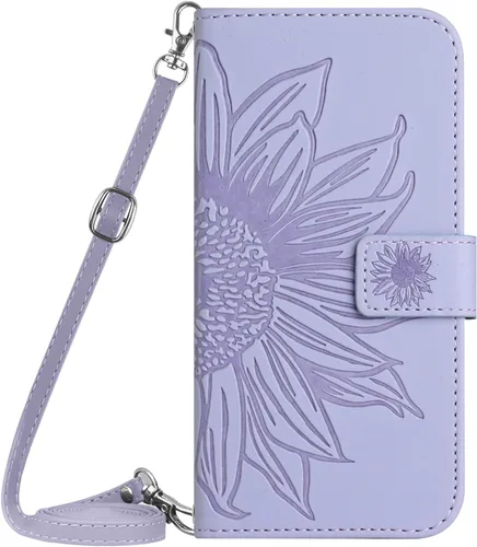 Miniatura 9 de XYX Wallet Case Compatible with Xiaomi Redmi Note 10s, Emboss Half Flower Floral PU Leather Flip Protective Case with Adjustable Shoulder Strap for