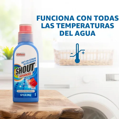 Miniatura 8 de Shout Gel removedor de manchas avanzado para ropa sucia, gel ultra concentrado con cepillo limpiador integrado para manchas profundas, 8.7 onzas