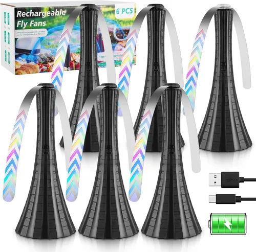 Miniatura 7 de Ventiladores antimoscas Adawook para mesas recargables, ventilador de moscas para mantener alejadas las moscas con cuchillas suaves, ventiladores