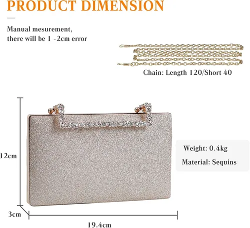 Miniatura 3 de Bolso de mano con purpurina para mujer, bolso de noche con lentejuelas, bolso brillante para novia, boda
