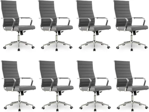 Miniatura 51 de Okeysen Office Desk Chair, Ergonomic Leather Modern Conference Room Chairs, Executive Ribbed Height Adjustable Swivel Rolling Chair for Home Office