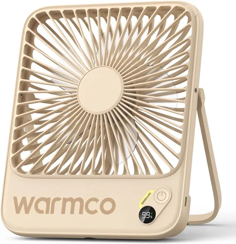 Miniatura 10 de Warmco - Ventilador de viaje portátil de 10000 mAh de 7 pulgadas, hasta 24 horas de funcionamiento, ultra delgado, silencioso y recargable