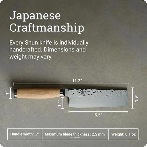 Miniatura 5 de Cuchillo Shun Premier Blonde de 14 cm Nakiri, Cuchillo de verduras japonés artesanal, núcleo VG-MAX con revestimiento de acero inoxidable Rubio