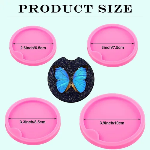 Miniatura 2 de 8 piezas de silicona resina posavasos molde colgante molde DIY Craft Coaster molde molde redondo bebida Casting molde rosa titular posavasos molde