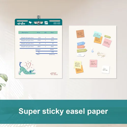Miniatura 4 de ViVin Almohadilla de caballete súper pegajosa, papel de 25 x 30 pulgadas para profesores, papel de caballete autoadhesivo grande, tabla de anclaje