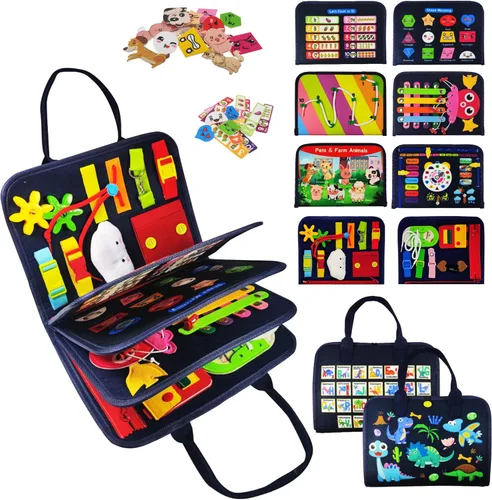 TenFans Tablero de Actividades - Juguetes Montessori para niños de 3+ años - Juguetes sensoriales para niños pequeños de 3-5 años - Regalos para