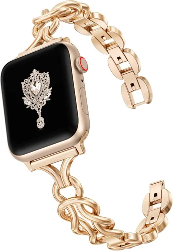 Miniatura 8 de TOYOUTHS - Pulsera celta compatible con bandas de Apple Watch 38/40/41/42/44/45/46/49 mm para mujeres, cadena elegante de joyería de metal de acero