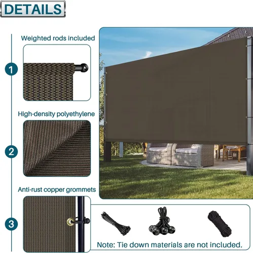 Miniatura 3 de Coarbor Toldo de repuesto para pérgola para exteriores, 8 x 12 pies, pantalla de privacidad con ojales, varillas de peso para patio, terraza, patio