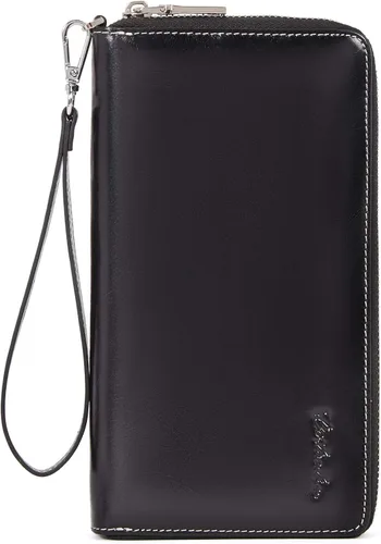BOSTANTEN - Carteras de cuero para mujer, bloqueo de identificación por radio frecuencia (RFID), cierre de cremallera alrededor, tarjetero, cartera