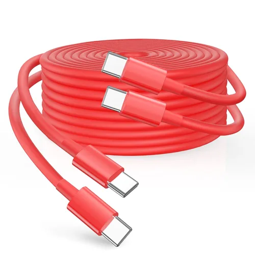 Miniatura 19 de Cable USB C a USB C de 100 W, paquete de 2 unidades de 10 pies, cable USB tipo C a tipo C, cable USB-C compatible con iPhone Blanco