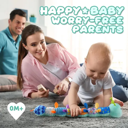 Miniatura 6 de Awotoy Juguetes para bebés de 0 a 12 meses, juguete de peluche musical con actividad sensorial suave con crujido multisensorial, sonajero y Oruga