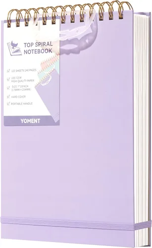 Miniatura 7 de Yoment Cuaderno de espiral superior, blocs de estenografía de tapa dura, 240 páginas, cuadernos de espiral encuadernados en la parte superior, Rosado