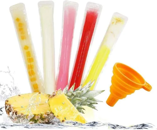 Miniatura 9 de FEBSNOW 200 piezas de bolsas para paletas - Bolsas para moldes de paletas con embudo para yogur, caramelo helado, hielo y favores de fiesta (11"x2")