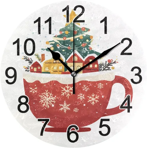 Miniatura 49 de Hummingbird - Reloj de pared de resorte redondo de 10 pulgadas, sin tictac, silencioso, funciona con pilas, reloj analógico atómico de cuarzo