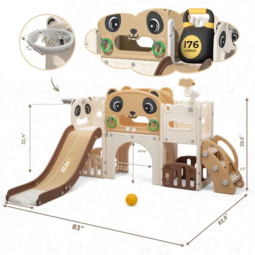 Miniatura 8 de Nyeekoy - Juego de tobogán y escalador 9 en 1 para niños pequeños, para interiores y exteriores, con aro de baloncesto, telescópico y espacio