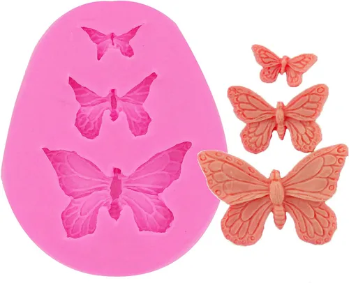 Miniatura 5 de Lindo molde de mariposa 3D reutilizable de grado alimenticio, moldes de silicona antiadherentes para decoración de tartas, molde de chocolate