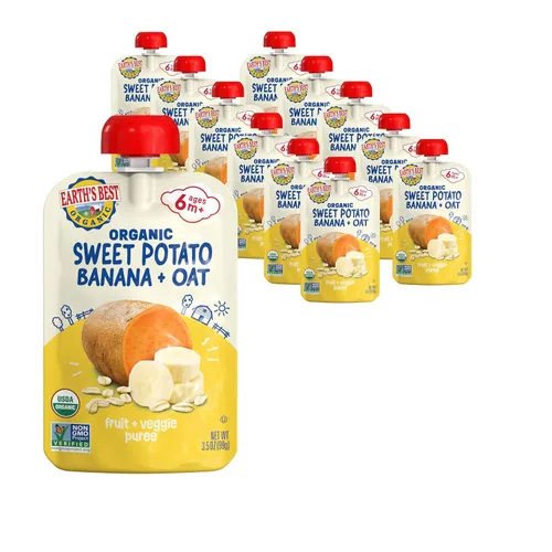 Miniatura 30 de Earth's Best Bolsas orgánicas de alimentos para bebés, puré de frutas y granos para bebés de 6 meses en adelante, puré de manzana orgánica