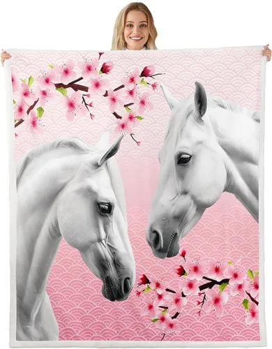 Miniatura 38 de Feelyou Manta de Felpa para Niños con Dibujos de Perros para Cama de Sofá, Manta Sherpa de Perro de Dibujos Animados para Niñas, Rosa, Floral