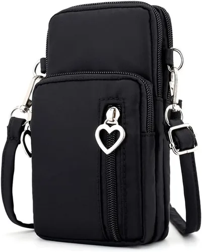Miniatura 2 de Pequeña bolsa cruzada para teléfono celular, cartera para iPhone 13, 14, 15 Pro, Galaxy S23, S24, S22, S21, Pixel 8, 7a, 6 Negro