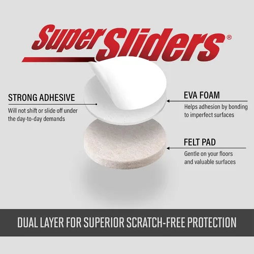 Miniatura 3 de Super Sliders Almohadillas de fieltro autoadhesivas para muebles y parachoques de gabinetes, protegen superficies de madera dura, azulejos