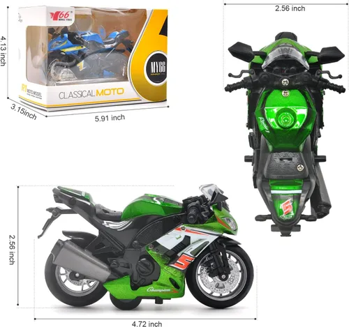 Miniatura 2 de Motocicleta auténtica de fundición a presión con música e iluminación, juguetes de motocicleta de fundición a presión para edades de 2-4, moto