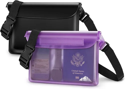 Miniatura 16 de HEETA Paquete de 2 bolsas impermeables, sensibles a la pantalla táctil, bolsa seca impermeable con correa ajustable para la cintura, mantiene tu