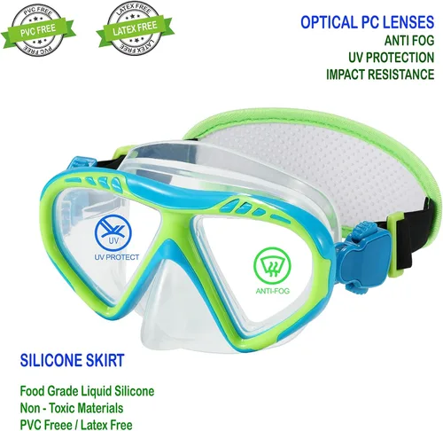 Miniatura 4 de Gafas de natación para niños, cubierta de nariz, gafas para niños sin tirones de pelo,Máscara de natación para niños antiniebla 1 unidad: dinosaurio