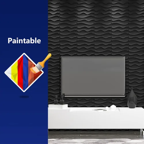 Miniatura 5 de Art3dwallpanels Paquete de 33 paneles de pared 3D, elegantes azulejos de pared con textura ondulada, papel tapiz moderno de PVC para decoración