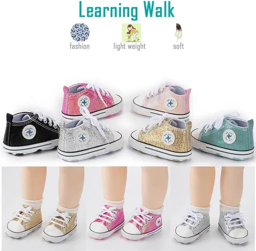 Miniatura 4 de Zapatos de lona para bebés recién nacidos, suela suave, para los primeros pasos, zapatos planos para niños pequeños, zapatos de mezclilla unisex