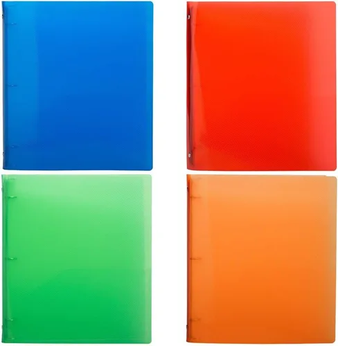Miniatura 2 de JAM PAPER - Carpetas de plástico de 0.75 pulgadas - Carpetas de 3 anillas surtidas (rojo, azul, verde y naranja) - Paquete de 4 Surtido