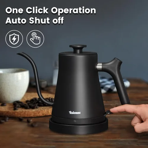 Miniatura 5 de Hervidor Eléctrico de Cuello de Cisne, Hervidor de Café de Acero Inoxidable 304, Apagado Automático y Protección Anti-secado, Clásico para Preparar