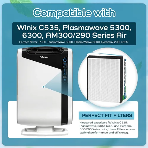 Miniatura 3 de Breathe Naturally Filtros de repuesto compatibles con purificadores de aire Winix C535, Plasmawave 5300, 6300 y Aeramax 300/290, filtros HEPA