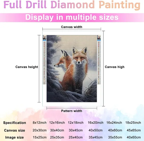 Miniatura 3 de Kits de pintura de diamantes 5D para adultos principiantes, hermosos zorros, pintura de diamantes, pintura con diamantes de cuentas, puntos, gema