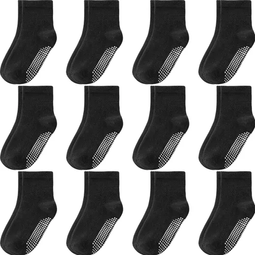 Miniatura 16 de Calcetines antideslizantes para bebés y niños pequeños, de algodón, 12 unidades, calcetines de tobillo lindos para recién nacidos, niños y niñas