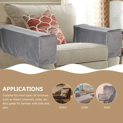 Miniatura 9 de BESPORTBLE Fundas elásticas para reposabrazos para sillas, sofá, sillón, sofás de terciopelo para el hogar, oficina, sofá reclinable, color gris
