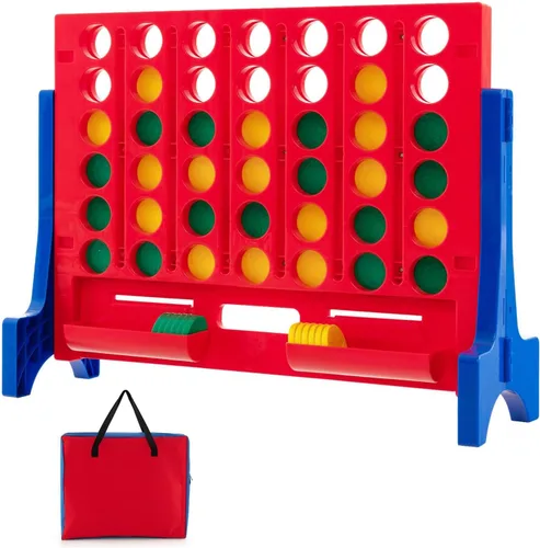 KOTEK 1.6 FT Tall Giant 4-in-A-Row, Jumbo 4-to-Score Game with Carrying Bag & 42 Coins, Quick Release Slider, Indoor Outdoor Family Board Game for