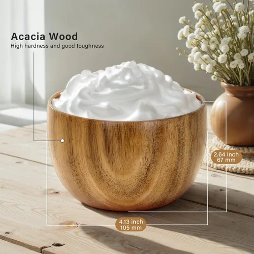 Miniatura 4 de Kit de brochas de afeitar para hombres, 4 en 1, incluye cepillo de afeitar de pelo de tejón, cuenco de madera, soporte de afeitado de acero 4 en 1