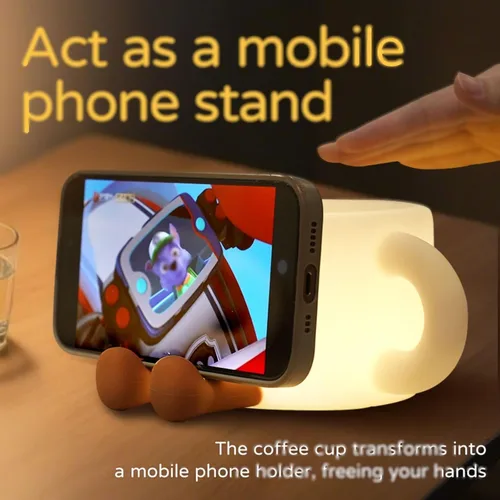 Miniatura 4 de QANYI Luz nocturna para taza de café, regalos para amantes del café, lámpara nocturna recargable regulable que cambia de color, lámpara